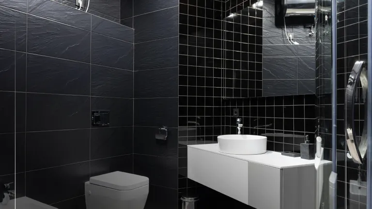 A luxury bathroom renovation with modern fixtures and tiled shower