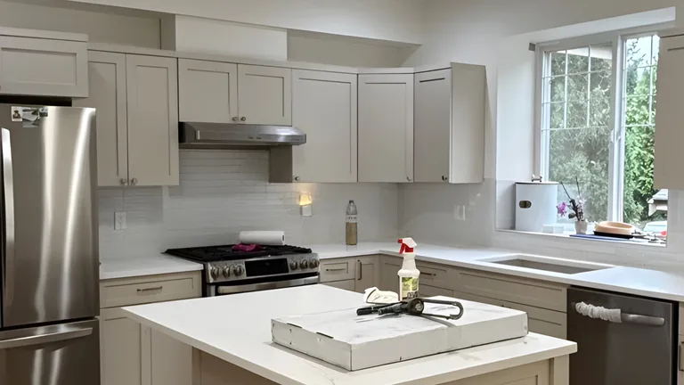 A renovated kitchen in a Langley home with new cabinets and countertops