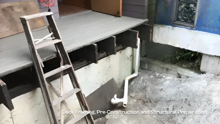 Pacific Coast Contracting structural deck framing showing heavy-duty joist support for a built-in hot tub.