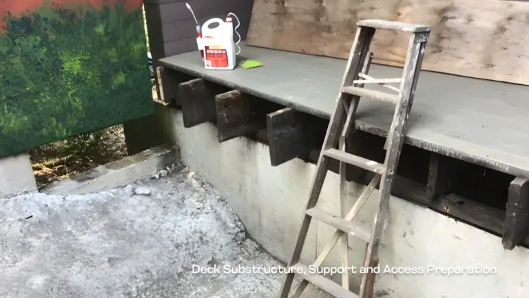 Exposed deck substructure and support beams during the pre-construction phase of a PCC decking project.